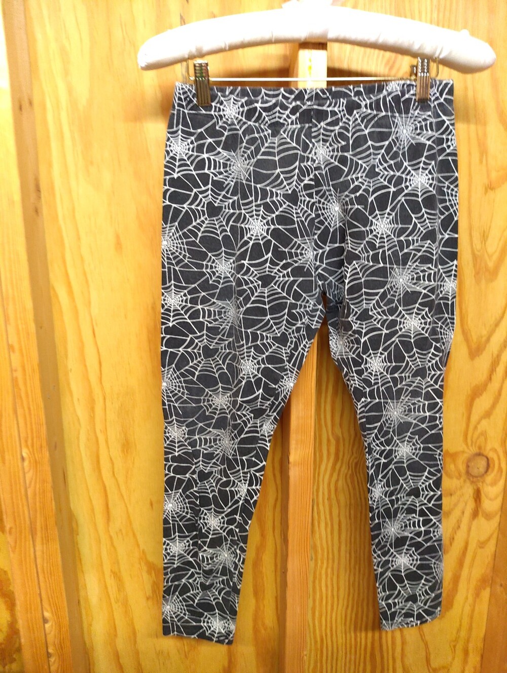 No Boundaries Juniors L 11-13 Black White Spider Web Halloween Print Leggings